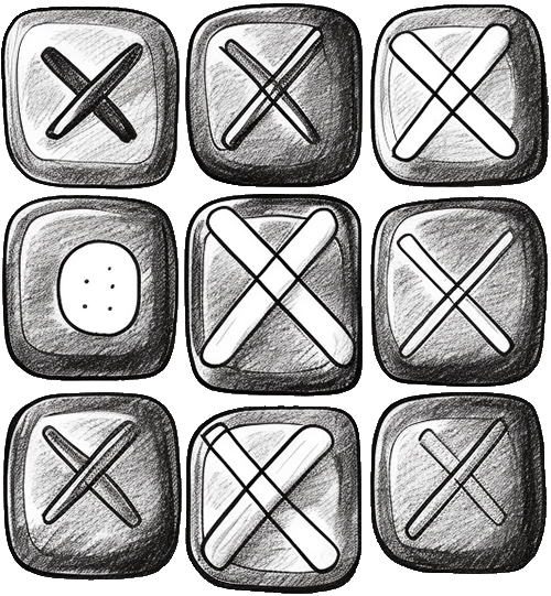 Hand-drawn tic tac toe game logo